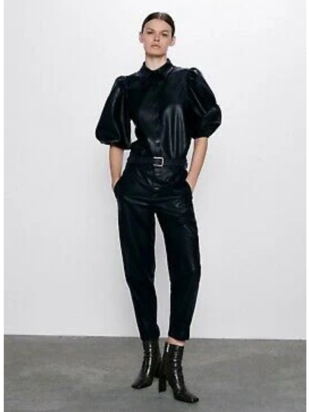 Zara Faux Leather High Waisted Pants Black M